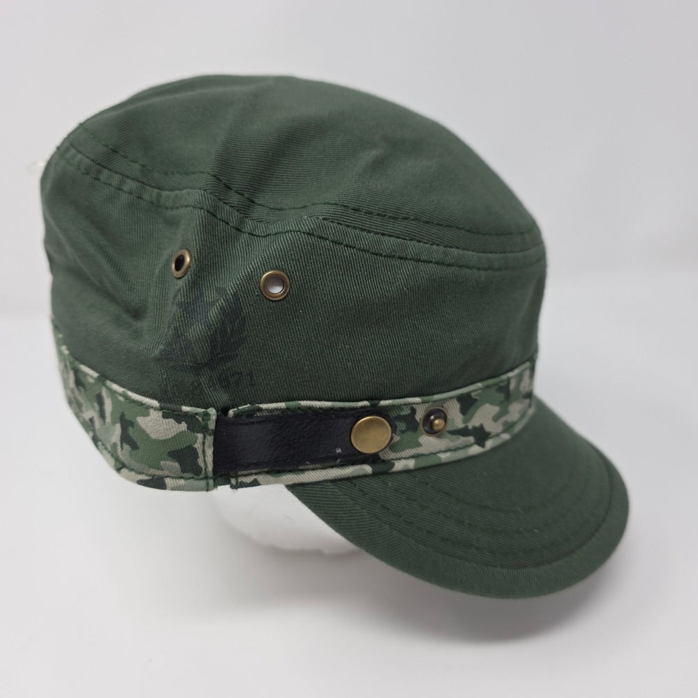 Cadet Hat One Size Military Style Camo Trim Green Cotton Twill Cap Gorpcore